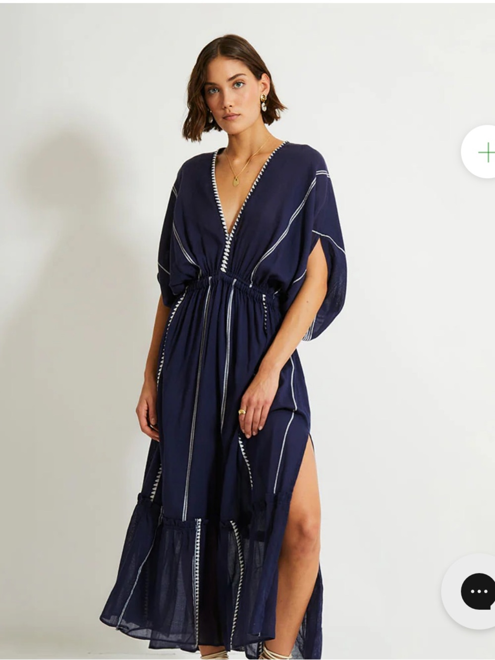 Lemlem LEILA Plunge Dress Navy